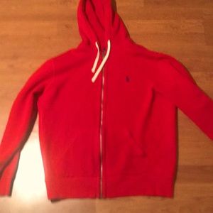 Mens Polo Ralph Lauren Signature Fleece Red Hoodie Size M